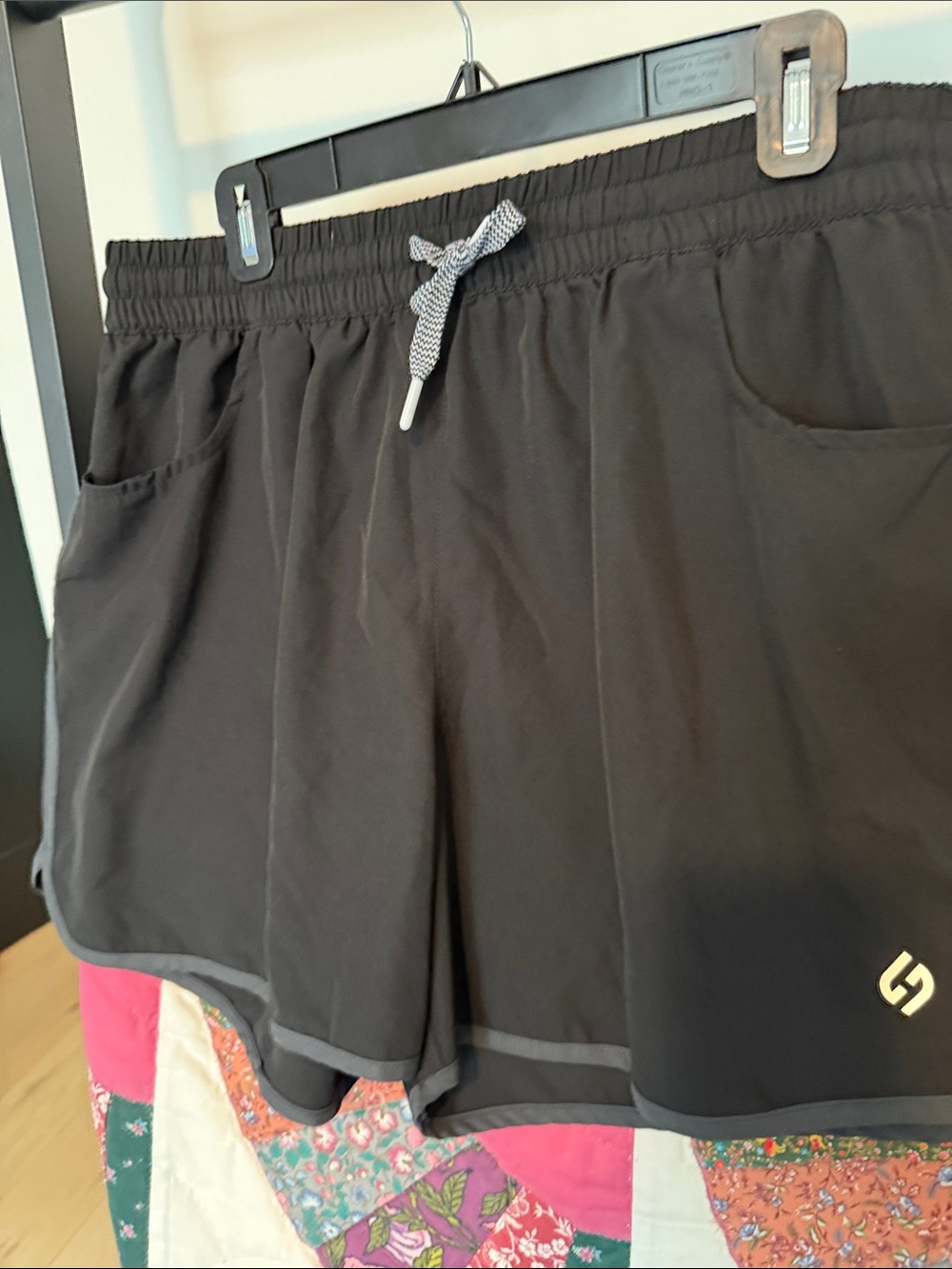 Women’s Black Athletic Shorts with Drawstring